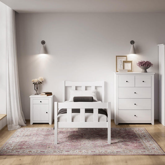 Havana Wooden Single Bed In White