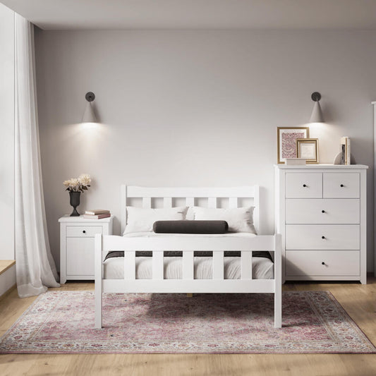 Havana Wooden King Size Bed In White
