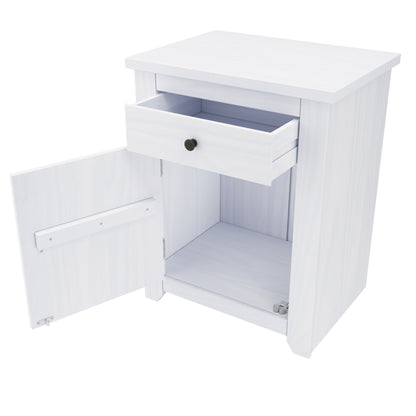 Havana Wooden Bedside Cabinet With 1 Door And 1 Drawer In White