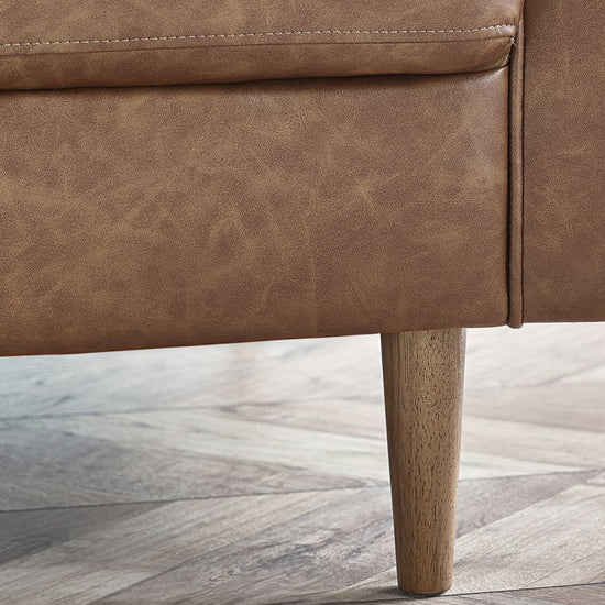 Henley Faux Leather 2 Seater Sofa With Bolsters In Brown Tan
