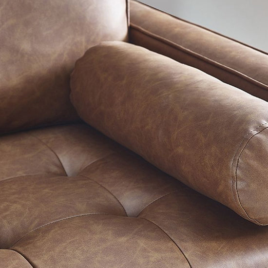 Henley Faux Leather 2 Seater Sofa With Bolsters In Brown Tan