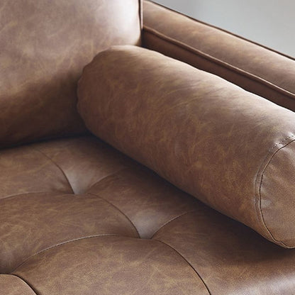 Henley Faux Leather 2 Seater Sofa With Bolsters In Brown Tan
