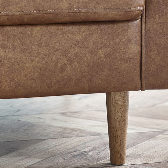 Henley Faux Leather 3 Seater Sofa With Bolsters In Brown Tan