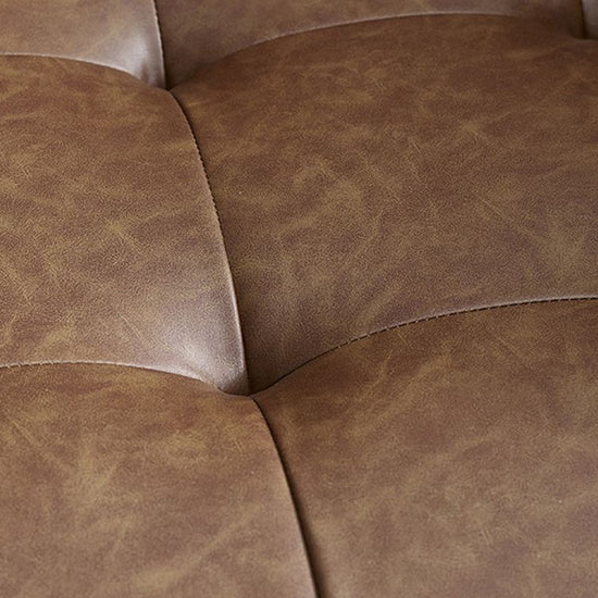 Henley Faux Leather 3 Seater Sofa With Bolsters In Brown Tan