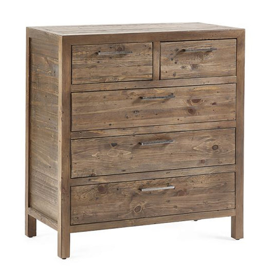 Heritage Wooden Chest Of 5 Drawers In Reclaimed Pine