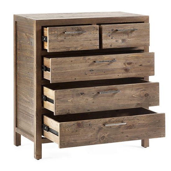 Heritage Wooden Chest Of 5 Drawers In Reclaimed Pine