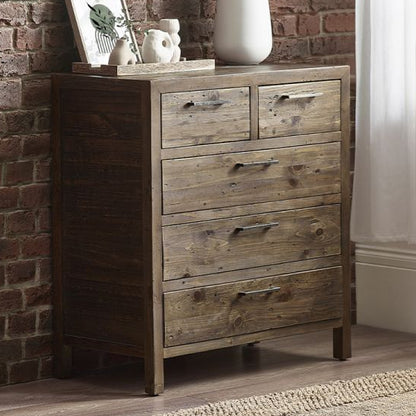 Heritage Wooden Chest Of 5 Drawers In Reclaimed Pine