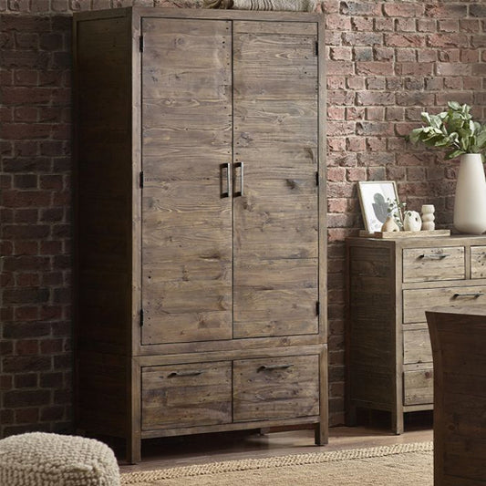 Heritage Wooden Wardrobe With 2 Doors 1 Drawer In Reclaimed Pine