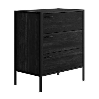 Hoxton Wooden Chest Of 3 Drawers In Black