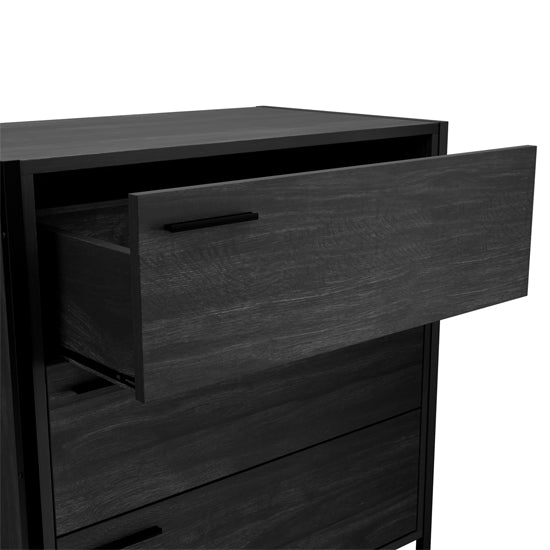 Hoxton Wooden Chest Of 3 Drawers In Black