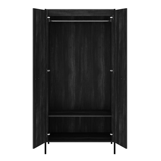 Hoxton Wooden Wardrobe With 2 Doors In Black