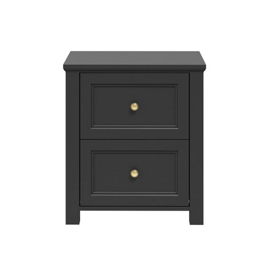 Ives Wooden Bedside Cabinet With 2 Drawers In Black
