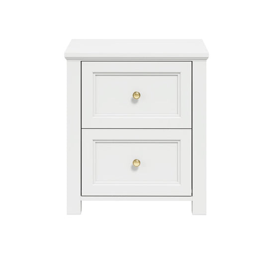 Ives Wooden Bedside Cabinet With 2 Drawers In White