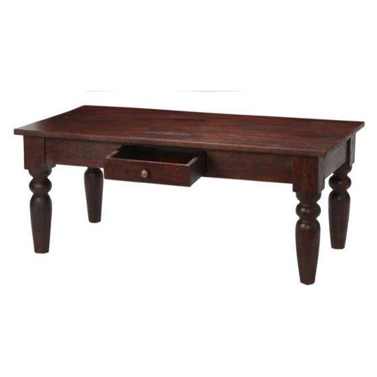 Jaipur Solid Mango Wood Coffee Table In Dark Mahogany
