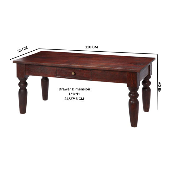 Jaipur Solid Mango Wood Coffee Table In Dark Mahogany