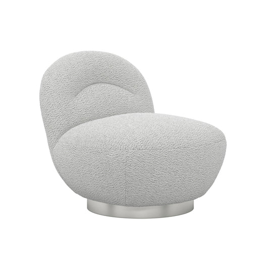 Langham Swivel Boucle Fabric Accent Chair In Cloud Grey