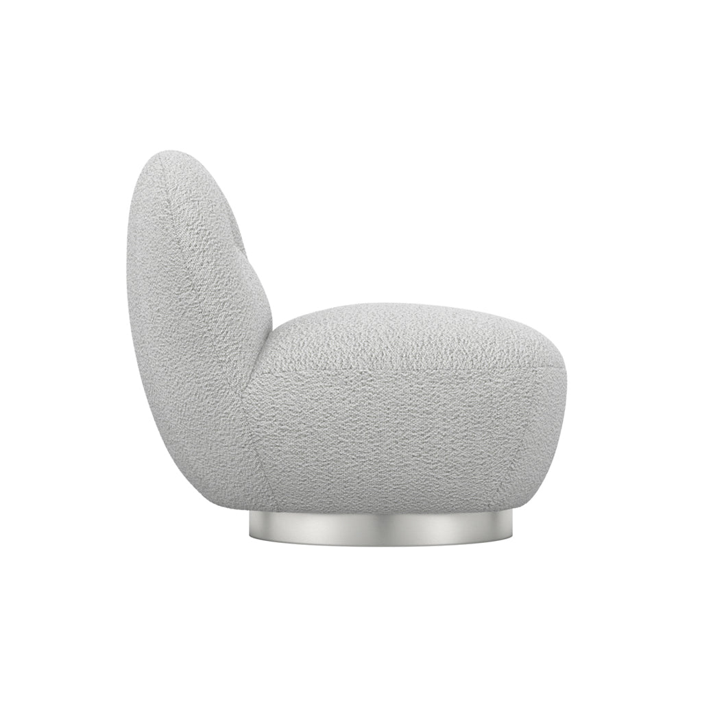 Langham Swivel Boucle Fabric Accent Chair In Cloud Grey