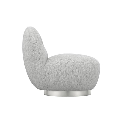 Langham Swivel Boucle Fabric Accent Chair In Cloud Grey