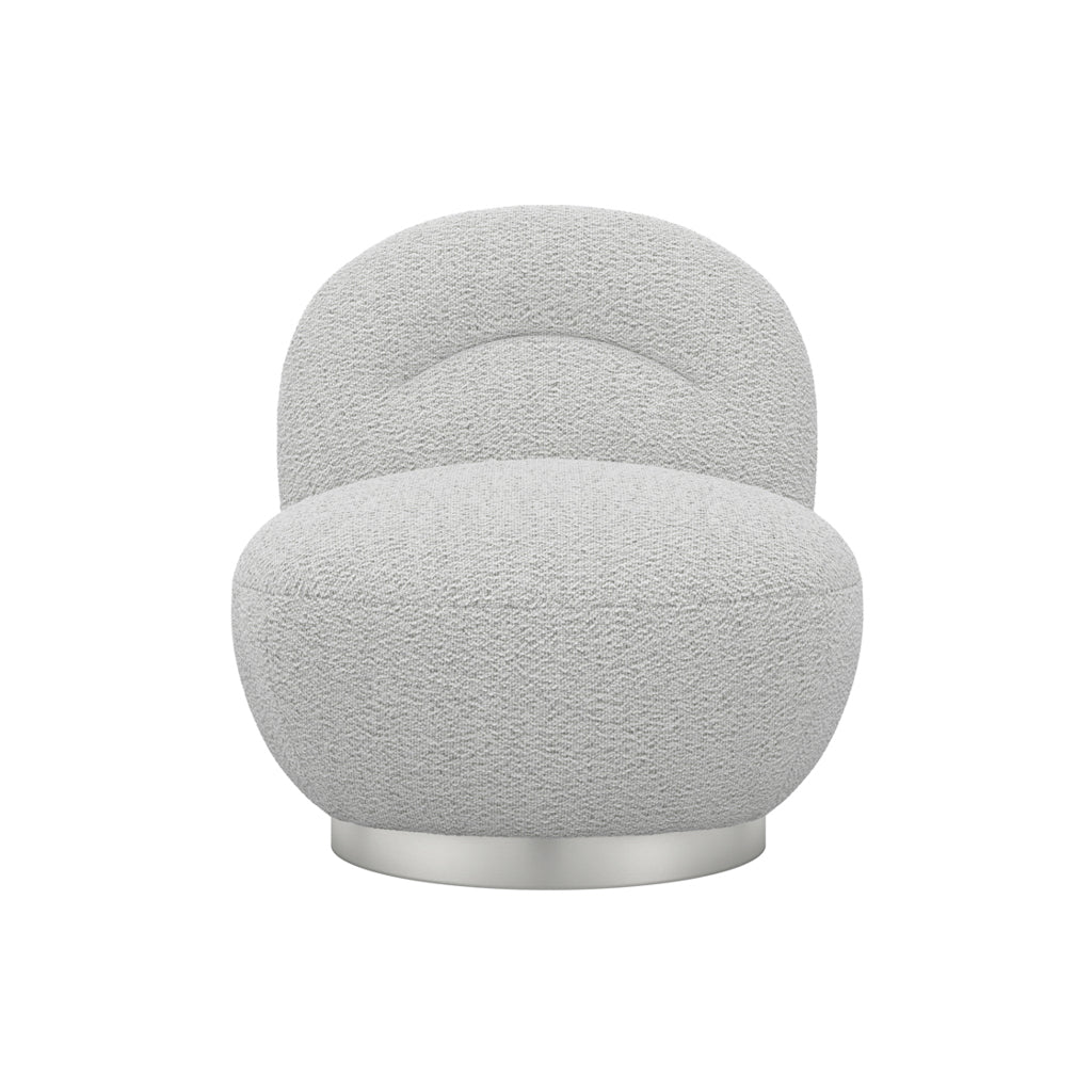 Langham Swivel Boucle Fabric Accent Chair In Cloud Grey