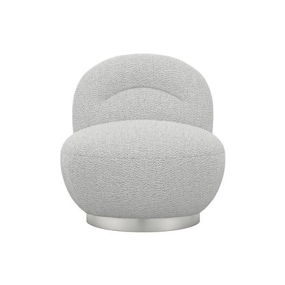 Langham Swivel Boucle Fabric Accent Chair In Cloud Grey