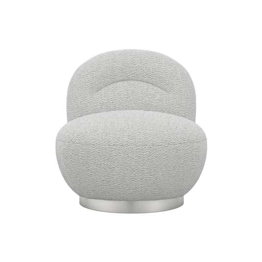 Langham Swivel Boucle Fabric Accent Chair In Cloud Grey