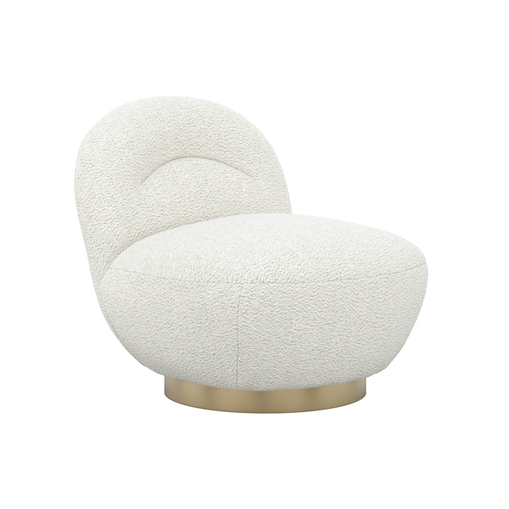 Langham Swivel Boucle Fabric Accent Chair In Ivory