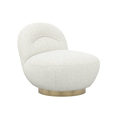 Langham Swivel Boucle Fabric Accent Chair In Ivory