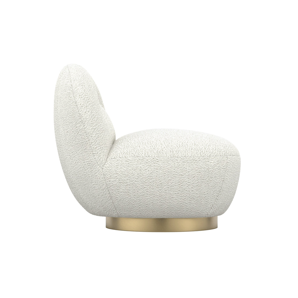 Langham Swivel Boucle Fabric Accent Chair In Ivory