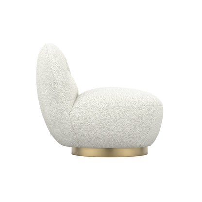 Langham Swivel Boucle Fabric Accent Chair In Ivory
