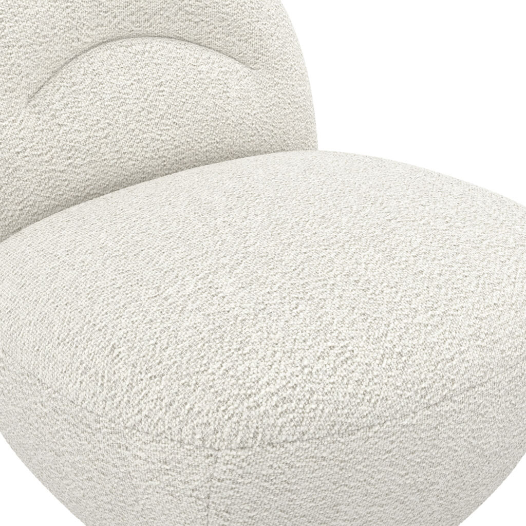 Langham Swivel Boucle Fabric Accent Chair In Ivory