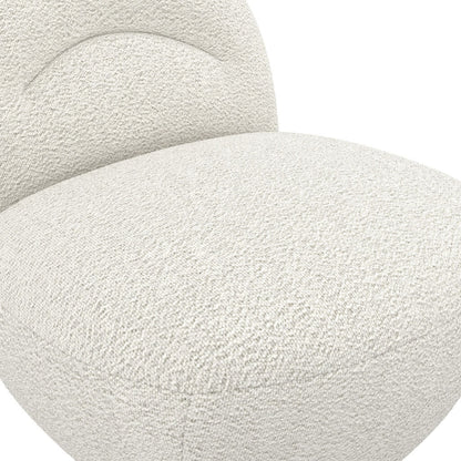 Langham Swivel Boucle Fabric Accent Chair In Ivory