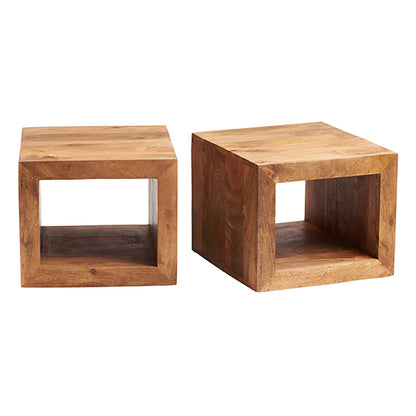 Toko Solid Mango Wood Set Of 3 Coffee Tables In Light Mahogany
