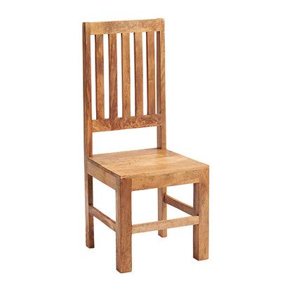 Toko Light Mahogany Solid Mango Wood Slat Back Dining Chairs In Pair