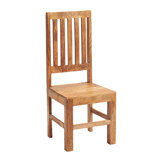 Toko Light Mahogany Solid Mango Wood Slat Back Dining Chairs In Pair