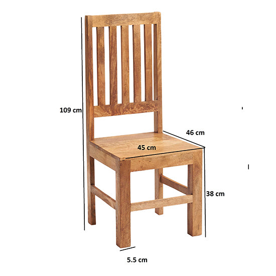 Toko Light Mahogany Solid Mango Wood Slat Back Dining Chairs In Pair