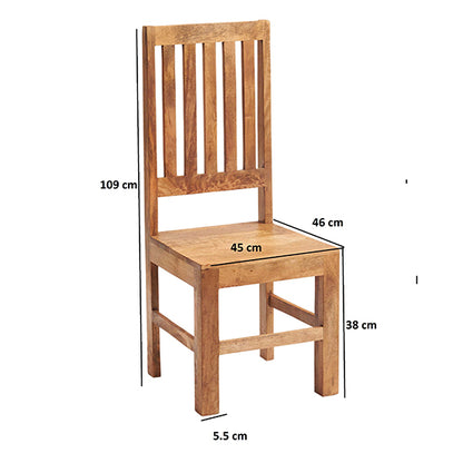 Toko Light Mahogany Solid Mango Wood Slat Back Dining Chairs In Pair