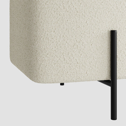 Lola Boucle Storage Ottoman In Ivory With Matte Black Legs