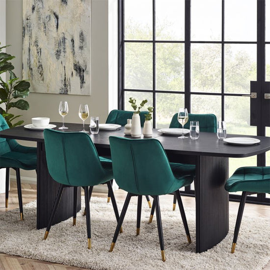 Louis Extending Wooden Fluted Dining Table In Black Ash