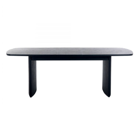Louis Extending Wooden Fluted Dining Table In Black Ash