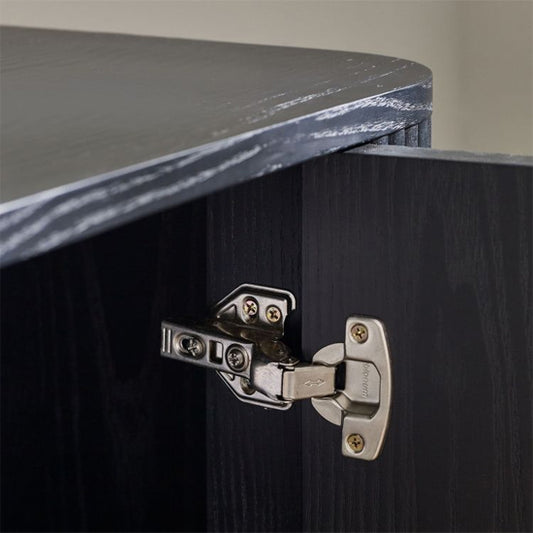 Louis Wooden Fluted TV Stand With 2 Doors In Black Ash
