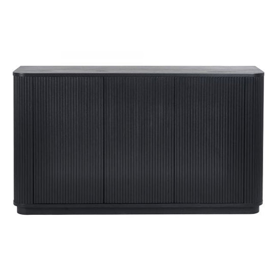 Louis Wooden Fluted Sideboard With 3 Doors In Black Ash