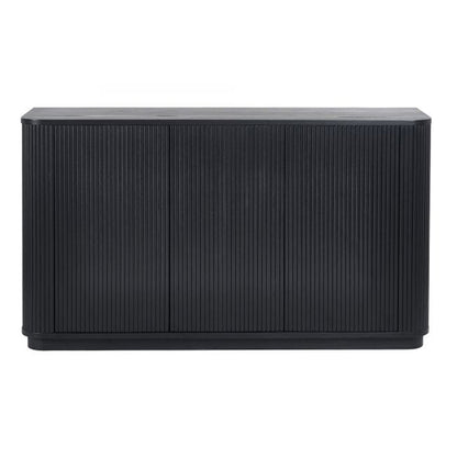 Louis Wooden Fluted Sideboard With 3 Doors In Black Ash