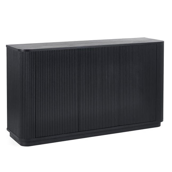 Louis Wooden Fluted Sideboard With 3 Doors In Black Ash