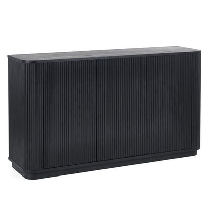 Louis Wooden Fluted Sideboard With 3 Doors In Black Ash