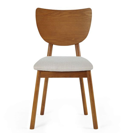 Lowry Wooden Dining Chair In Cherry With Padded Seat
