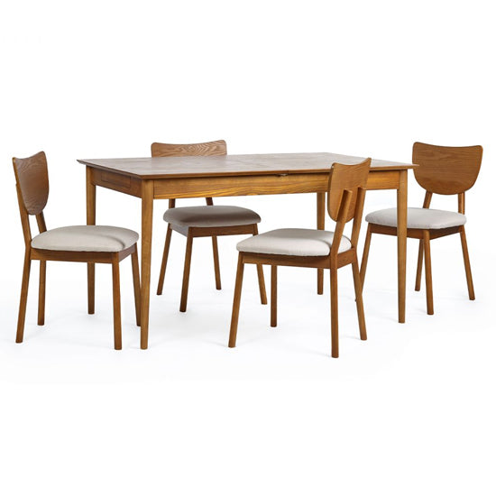 Lowry Wooden Dining Chair In Cherry With Padded Seat