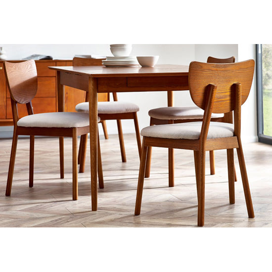 Lowry Wooden Dining Chair In Cherry With Padded Seat