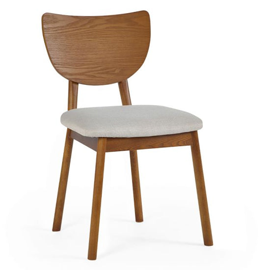 Lowry Wooden Dining Chair In Cherry With Padded Seat