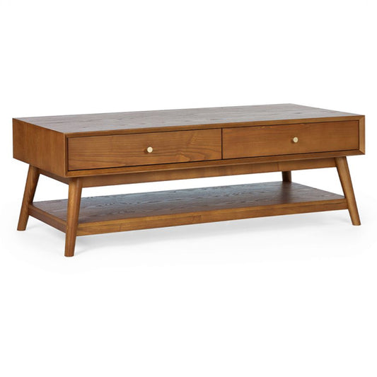 Lowry Wooden Coffee Table With 2 Drawers In Cherry