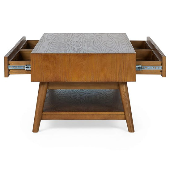 Lowry Wooden Coffee Table With 2 Drawers In Cherry